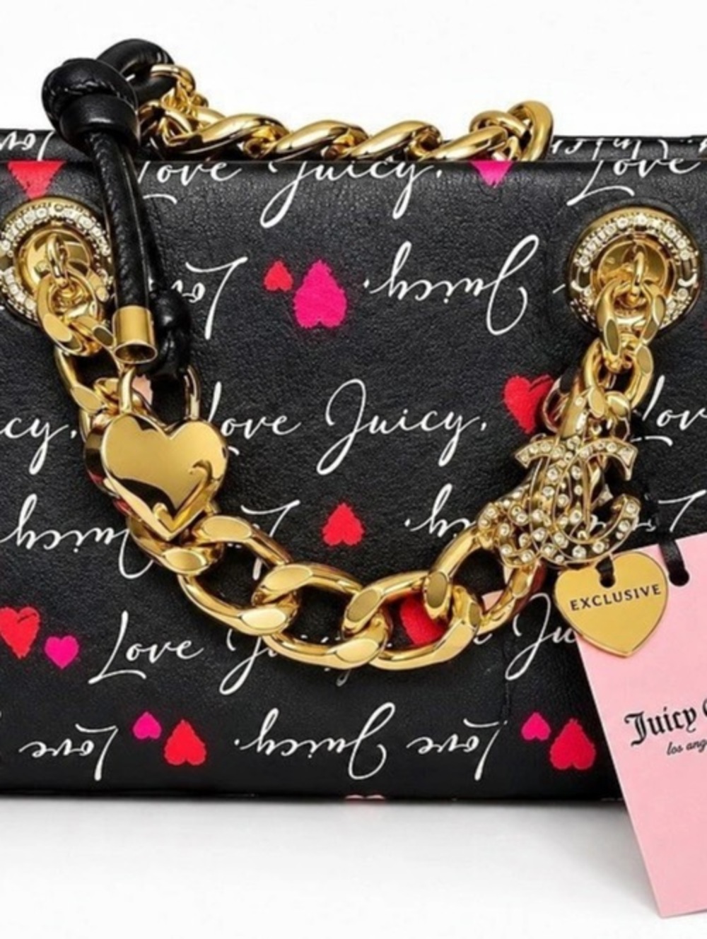 Juicy Couture Love Letter Mini Tote Black & Pink NWT